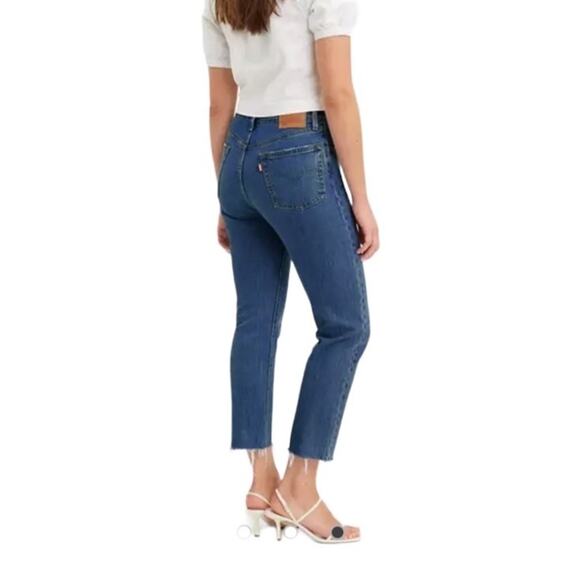 LEVI'S 501 Straight Jean Sz 26 Blue Cropped Classic Frayed Grunge Cowgirl Travel - Picture 4 of 14
